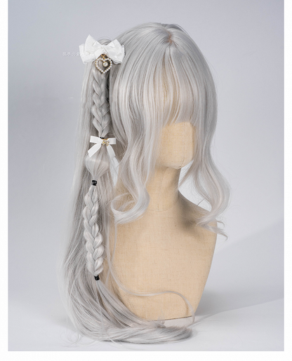 5色のビーズハートチャーム ジライケイ レースリボンヘアクリップ