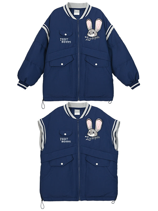 Zootopia Judy Applique Dark Blue Down Jacket Detachable Sleeves