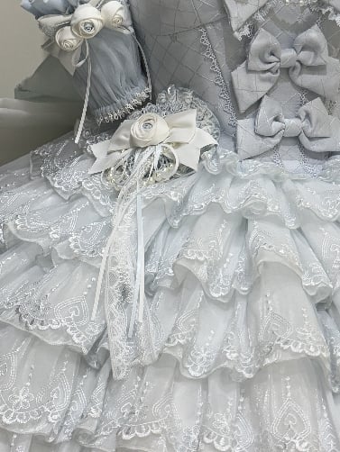 Rosa Schleife Beige Blumenbrosche / Blau