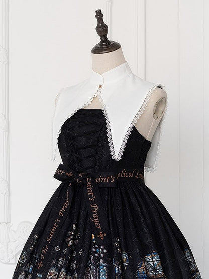 Detachable Black/White Lace Collar Edging with Lolita