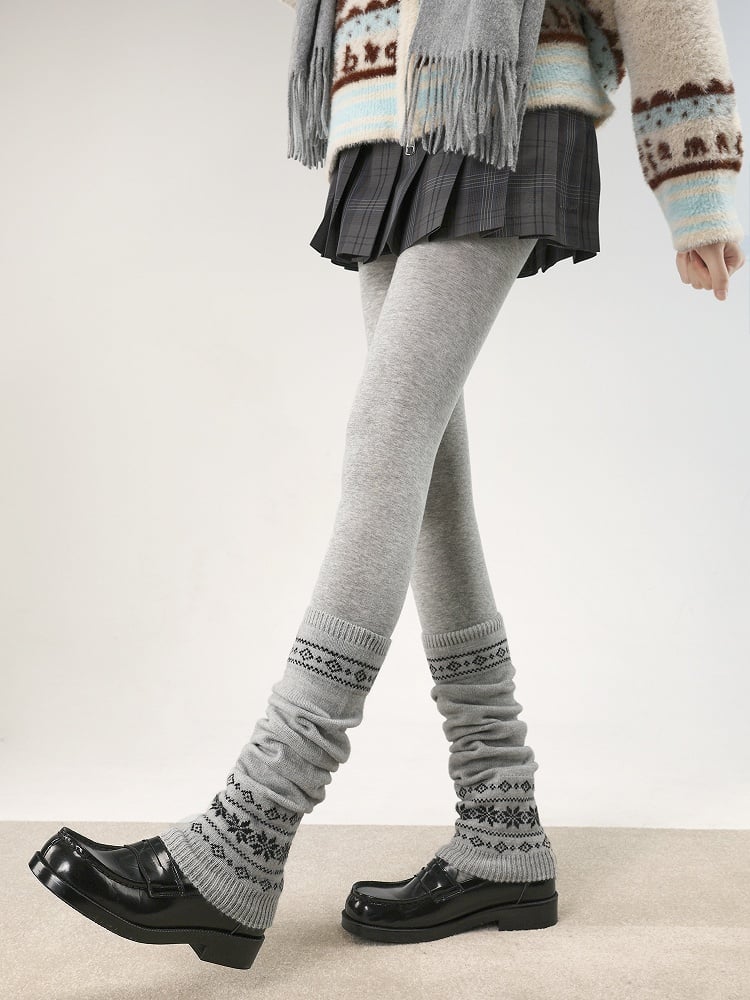 Snowflake Pattern Leg Knitted Retro 4 Colors Warmers