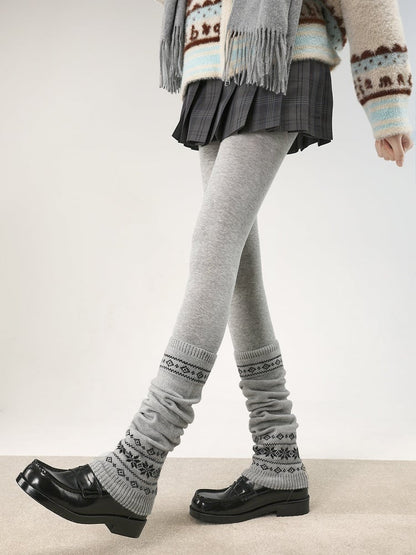 Snowflake Pattern Leg Knitted Retro 4 Colors Warmers