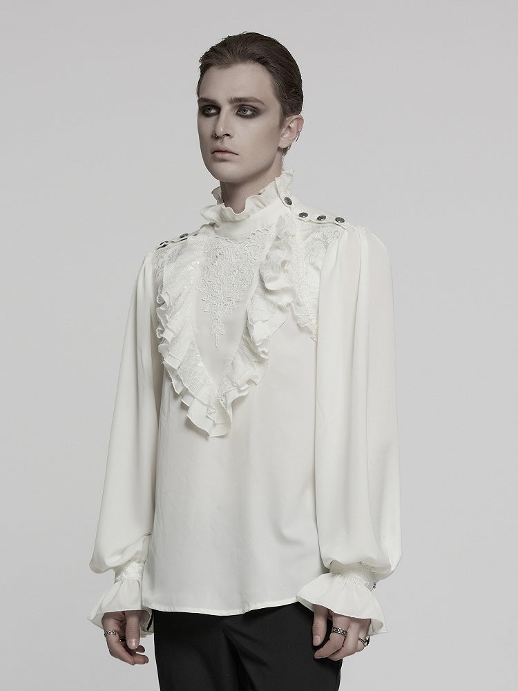 White Men's Gothic Glamorous Pullover Shirt