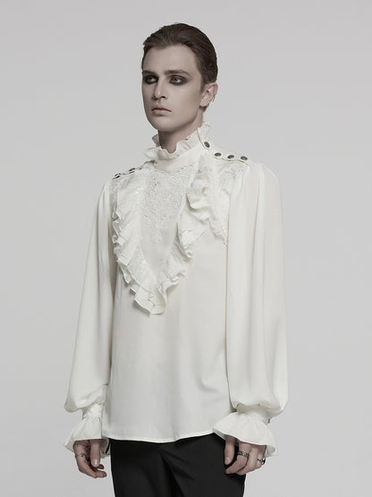 Shirt Pullover Men's Gothic White Glamorous