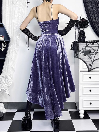 Mermaid Lace Halloween Purple with Dress Slip High-Low Black Cross Gothic Embellishments