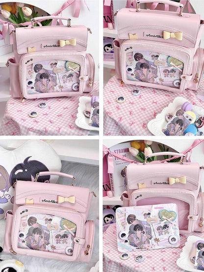 Ita Bow With Pink Transparent 2-Way And Window Bag Decoration