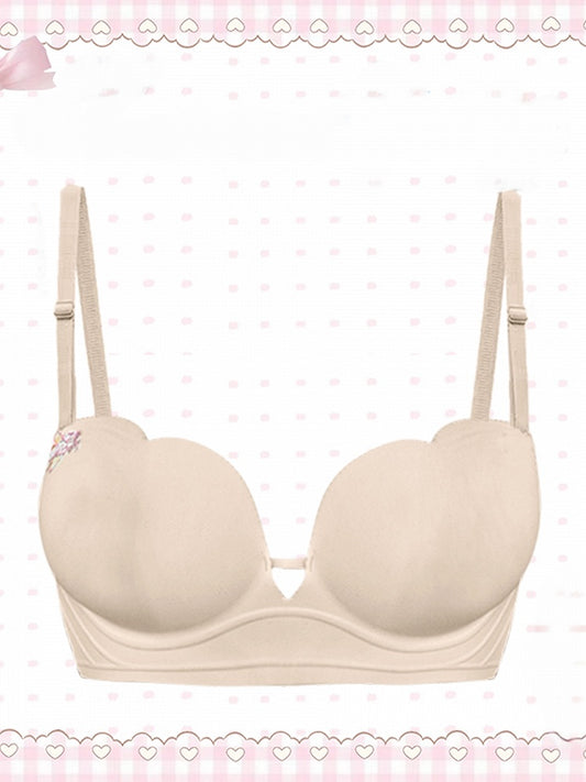 Seamless Padded Bra Non-Slip 6cm Daily Use Nude