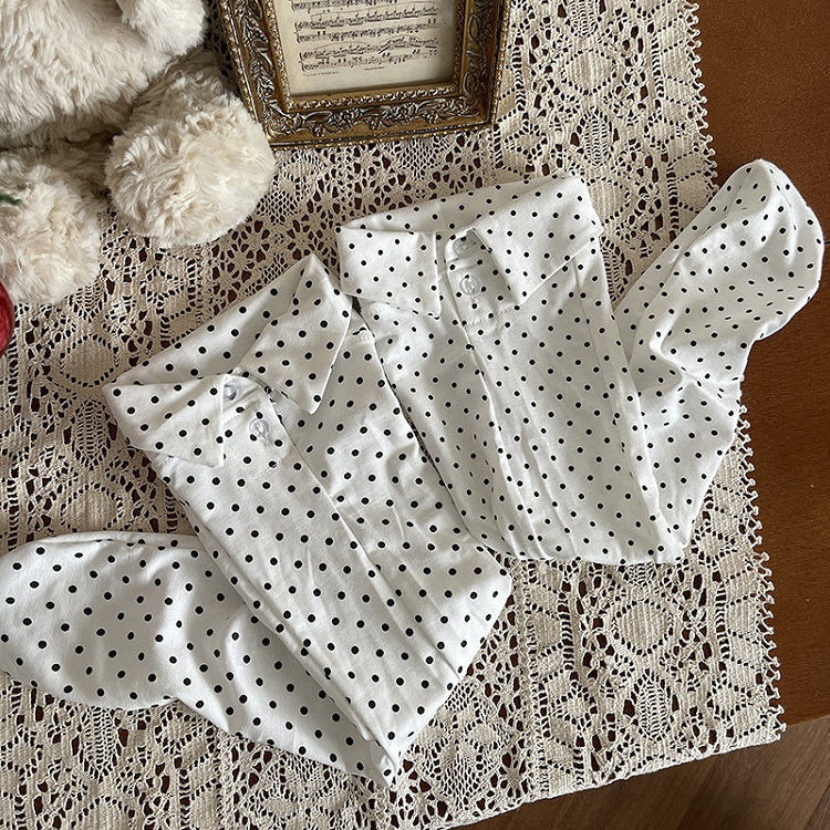 Shirt-Collar Stockings Polka-Dot