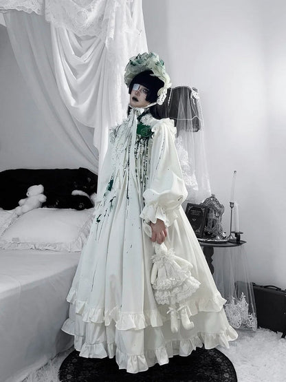 Guro Lolita Dress with Green Blood Splatter - Blossom Herald