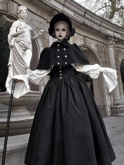 Lolita Collar Cape Gothic Woolen Black Foldover