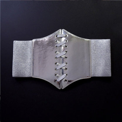 サイバーパンク ロリータ シルバー レースアップ コルセット ベルト