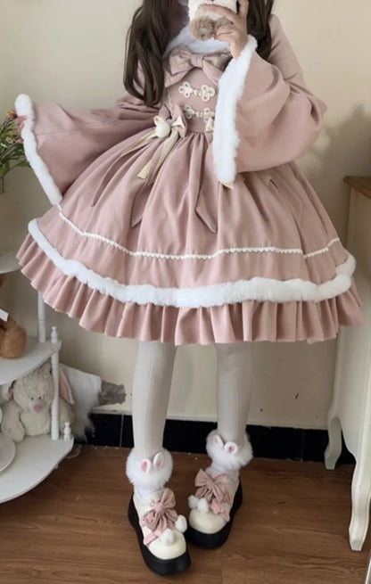 80～100cmのボレロバスト用プラッシュウエスト - ハイSスカート+ピンクトリミングクリアランスジャンパーサイズ