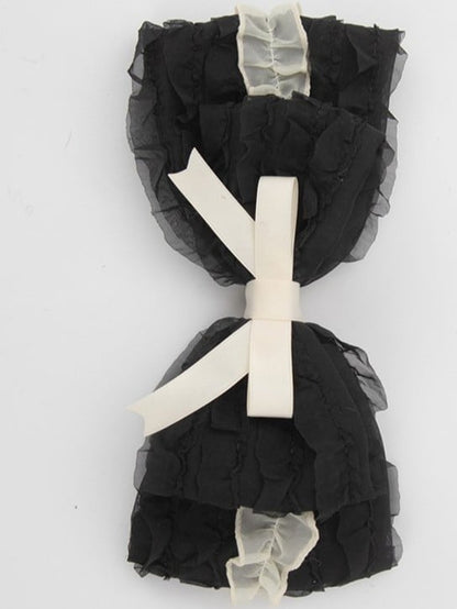 Sweet Black Beige Hairclip Bow Lolita