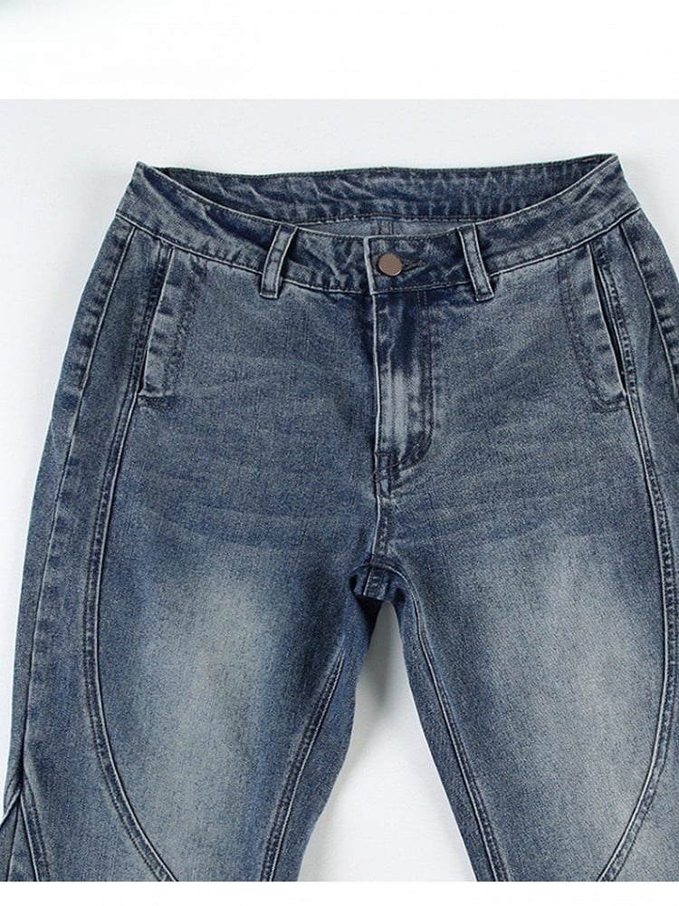 ジーンズ ウエストシルエット フレア ロー ブルー