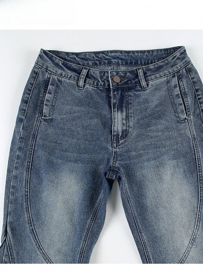 ジーンズ ウエストシルエット フレア ロー ブルー