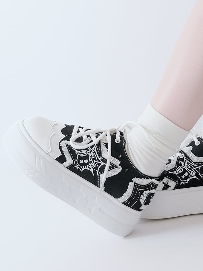 Star Y2K Platform Black Sneakers Applique