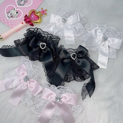 カフス ケイ レース 蝶結び リストトリム ジライ ピンク/ホワイト/ブラック