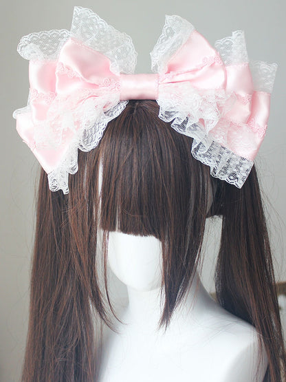 White/Blue/Pink Lace Big KC Bow Trim