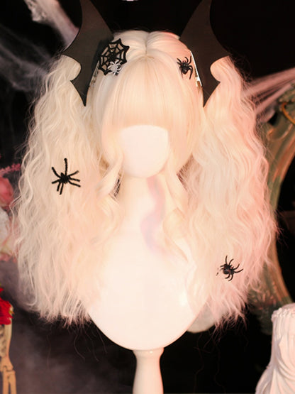 Blonde Under Bust Length Wavy Wig with Full Bangs