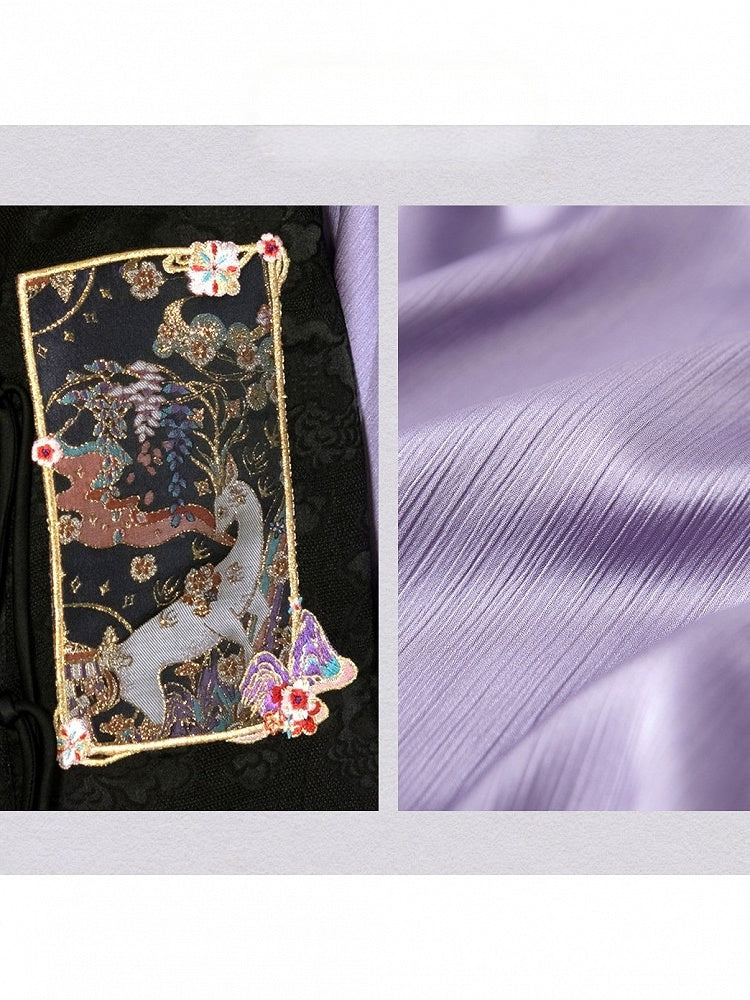 Purple Pipa-Sleeve Button-Front Shirt - Zao Jing Ji
