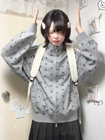 Grey - Jacket Print Star Y2K