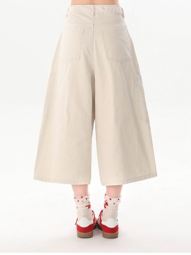 Shorts Loop Wide-Leg Scarf with Belt Beige Tie