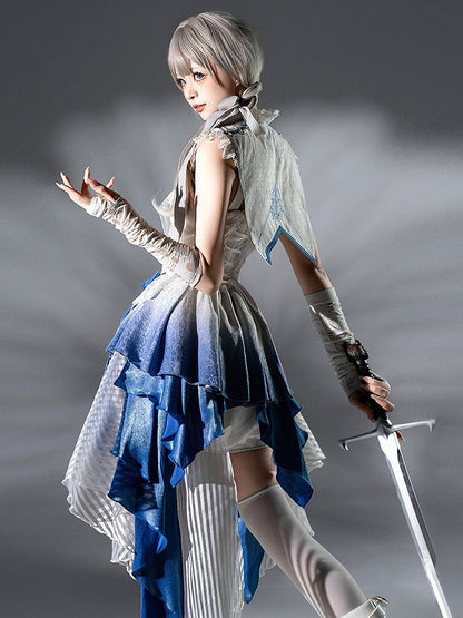 Elegantes Ouji Fashion Dreiteiliges Ensemble: Kleid