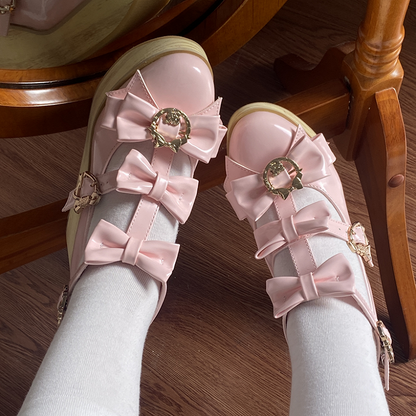 Lolita Light Bow with Shoes Snap Details Pink Hime Heart