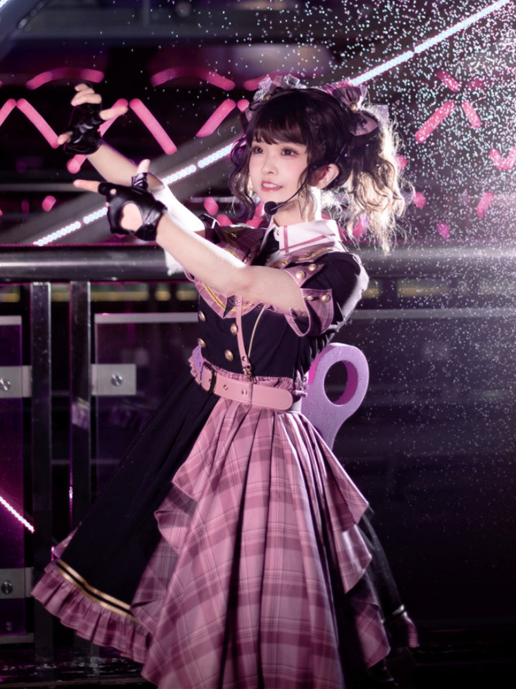 Idol Lolita – Rosa karierter Gürtel mit Zugschnalle