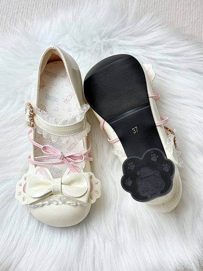 in Mid-heeled Shoes Design Sweet Bow Cat-paw Decor Round-toe Lolita