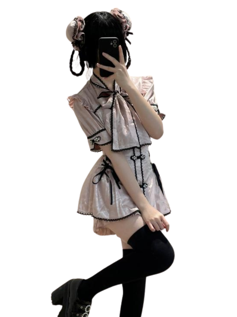 ドレス チャイナ ストラップ パンツ リボン スーツ