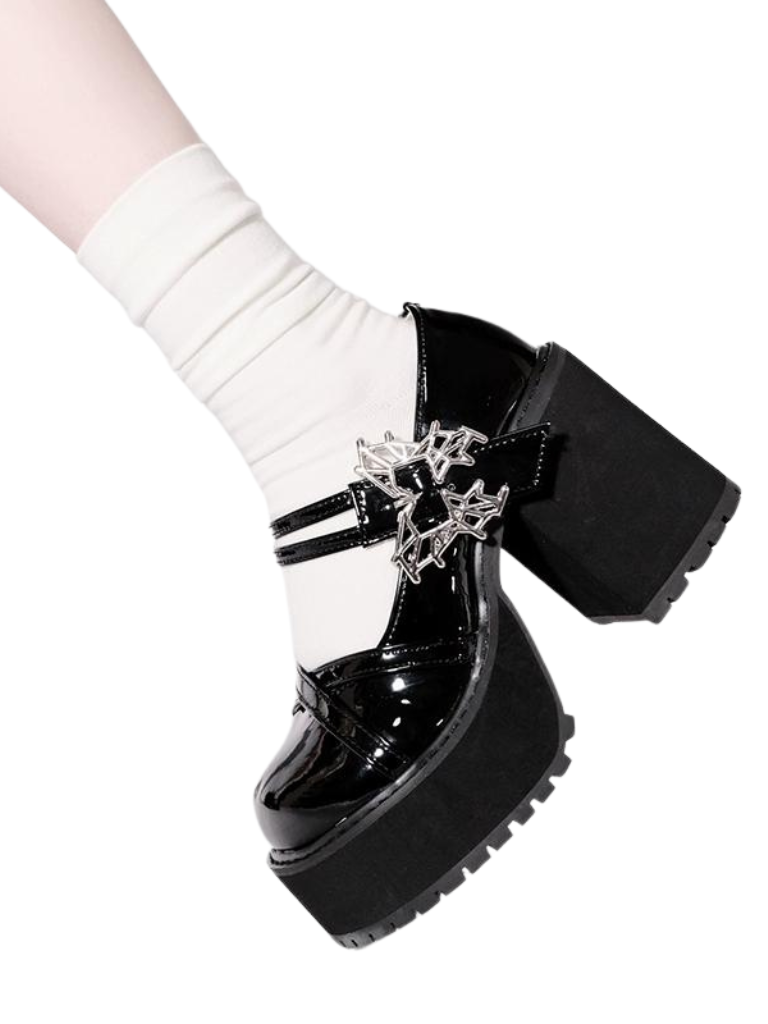 Style Platform Shoes College Butterfly Heel Block