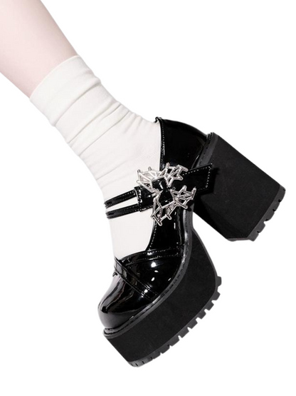 Style Platform Shoes College Butterfly Heel Block