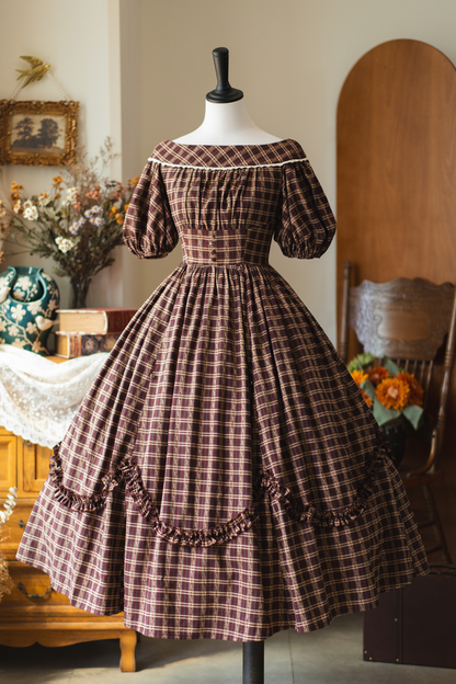 チェックレトロワードロリータペチコートドレスフォレスト+