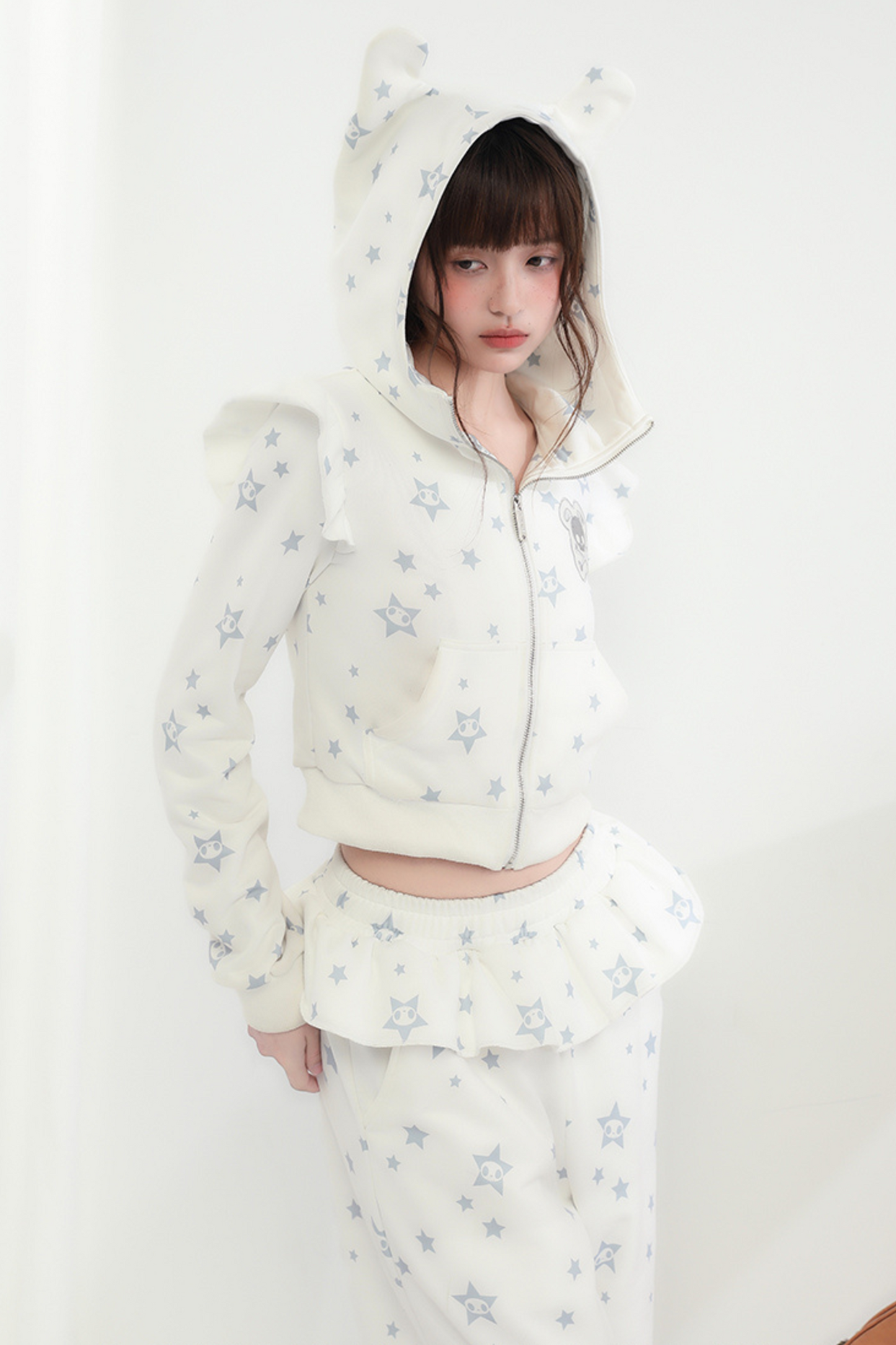 Animal Pants Loose Hoodie Kapuzenohr + Rüsche