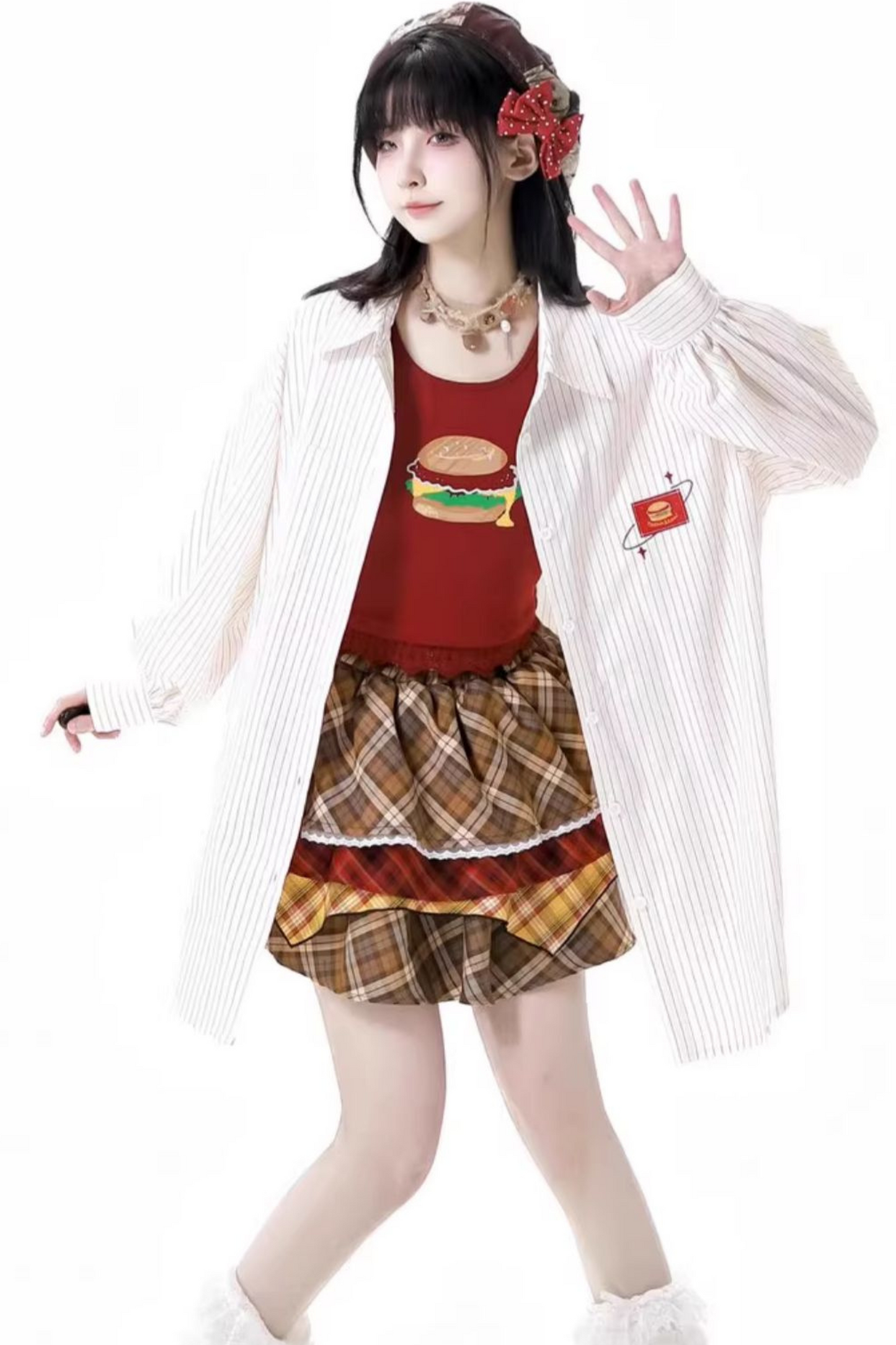 トップケーキ オーバーシャ​​ツ ノースリーブスカート +