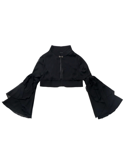 シャツトップドレス カリグラフィー シフォンサスペンダー シフォンスカート