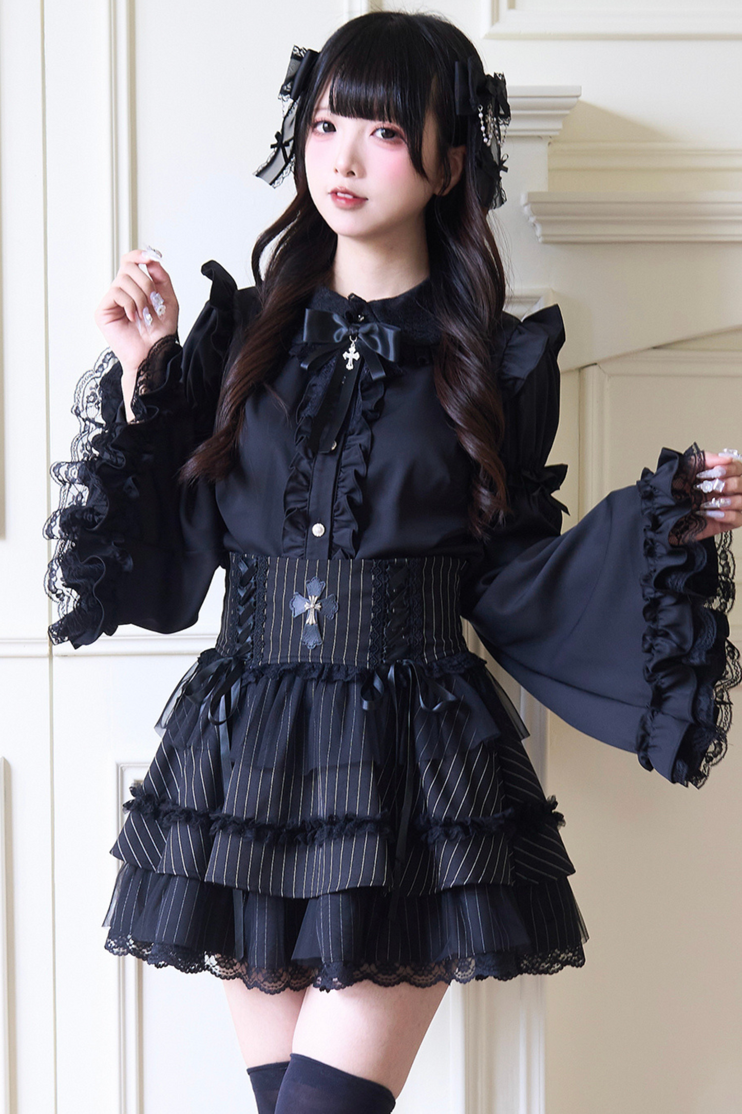 Gothic Lace Sleeve Blouse Wide