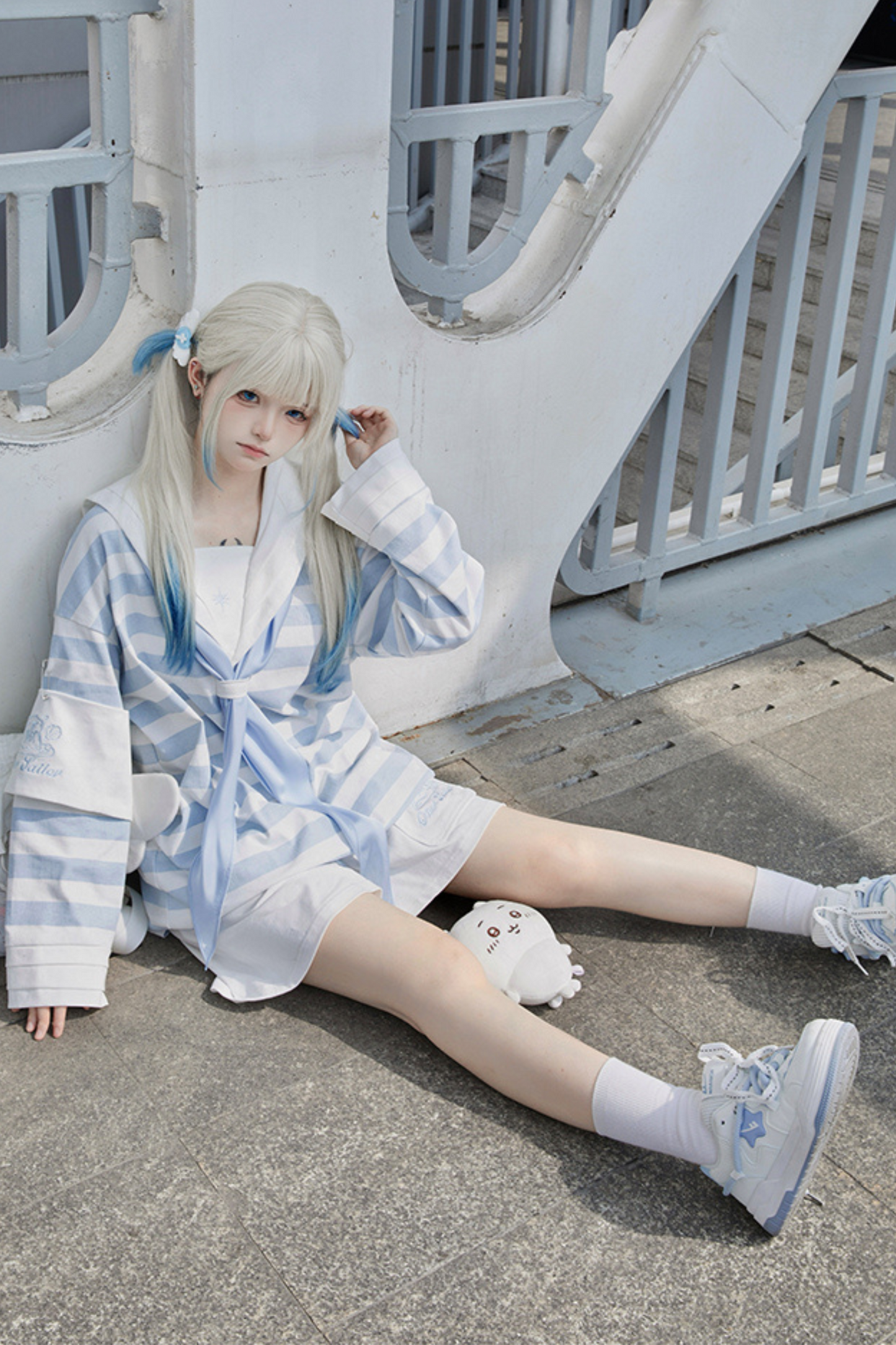 エンジェルハーフカラーセーラーアイテム予約パンツ+サブカルチャートップス近所👼ストライプ