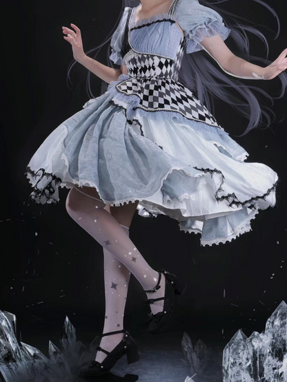 不思議の国のアリス アシンメトリーチェックドレス