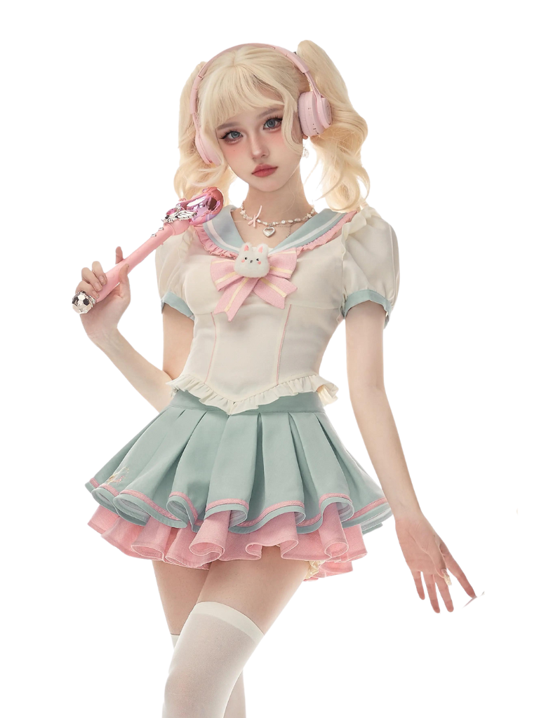 Sailor Shirt Collar Ice + Rabbit Water Skirt