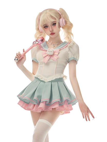 Sailor Shirt Collar Ice + Rabbit Water Skirt