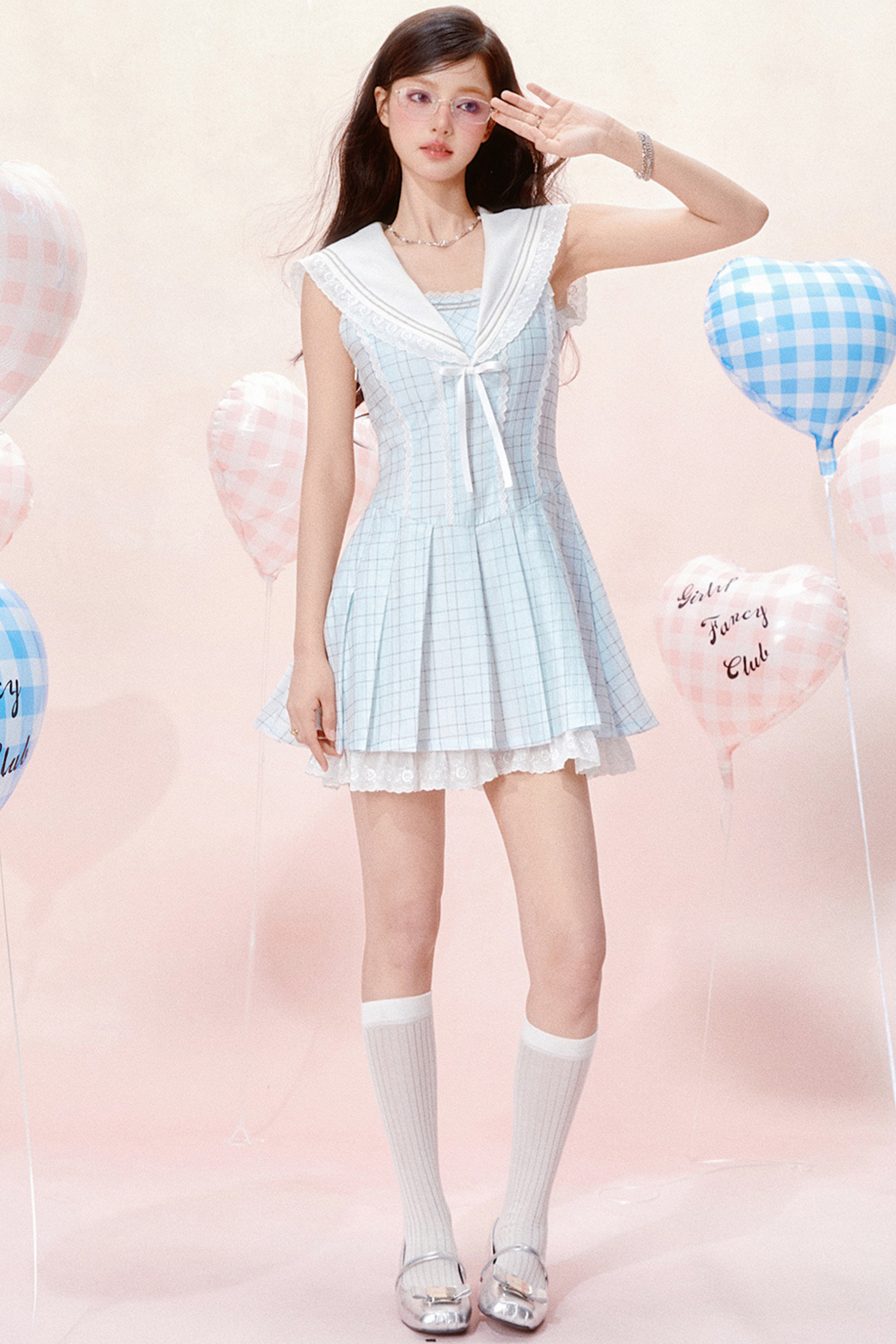 Kleid Karo Nautisch Ärmellos Chic