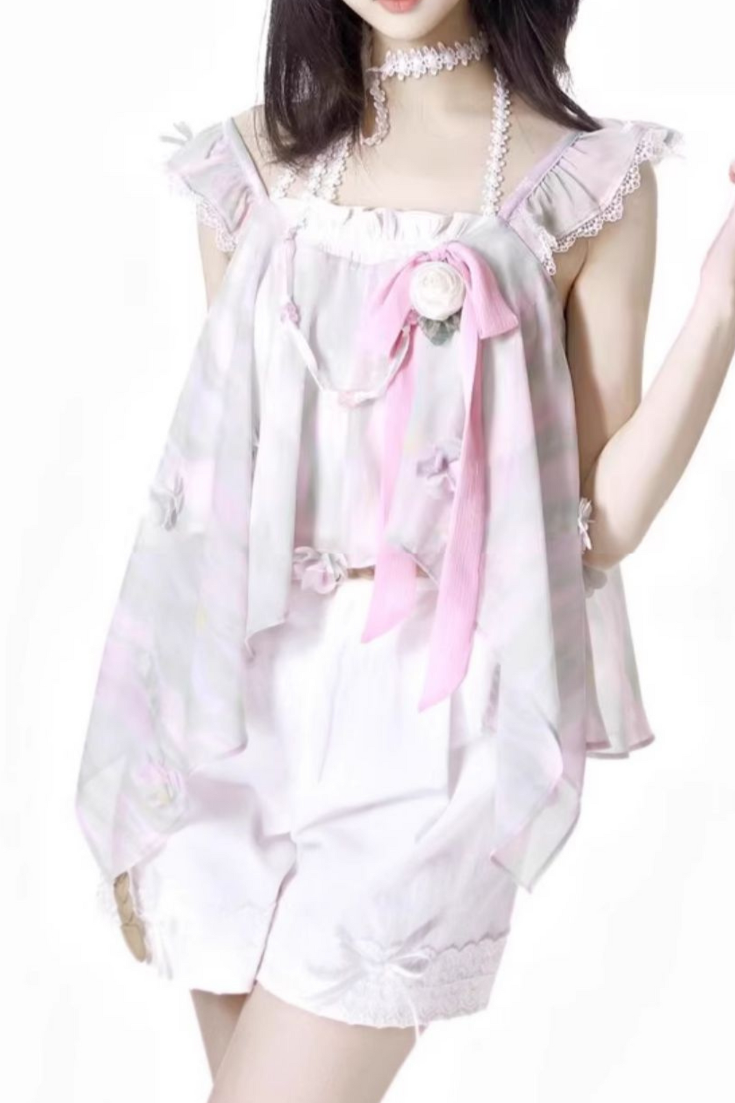 ショートパンツ + ブリス フローラル ノースリーブ トップ ドレス