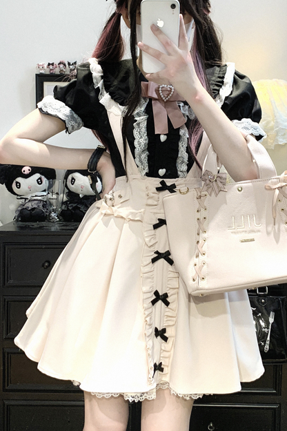 Straps-Spitzenrock Mine mit Rüschen