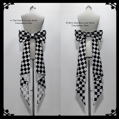 Weißer Druck Schachbrett Schwarzer Zug Bowknot und Bunny Theater