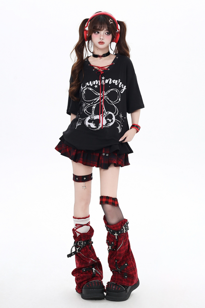 チェリーVネックのスイートトロピカルアイランドTシャツカバーアップ