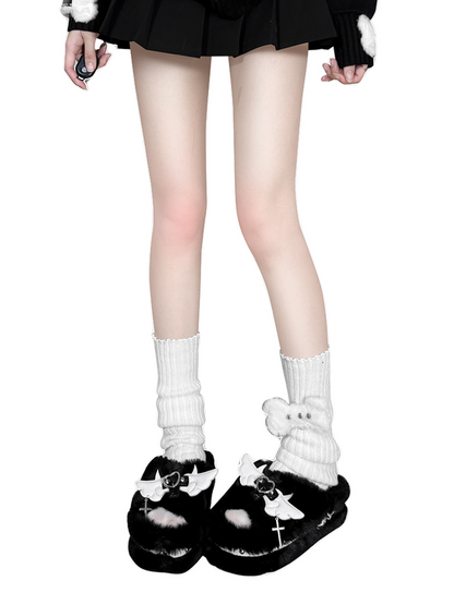 Plateau-Hausschuhe aus Fell DeVille Shoes Angel