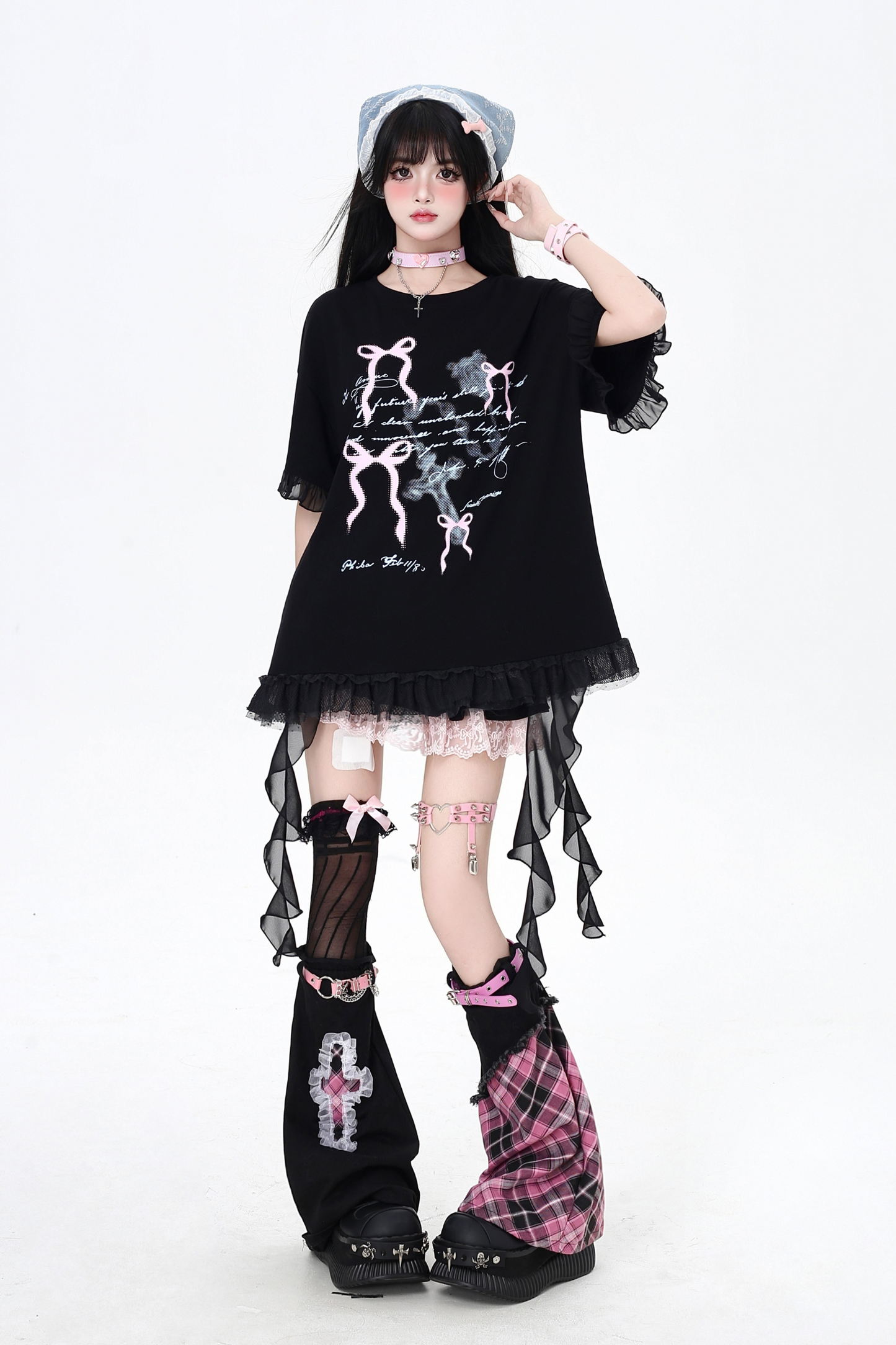 ベルトリボン Tシャツと合わせてゆったり