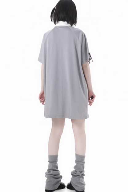 フード付きスカート レースアップトップス + ゆったりTシャツバルーン